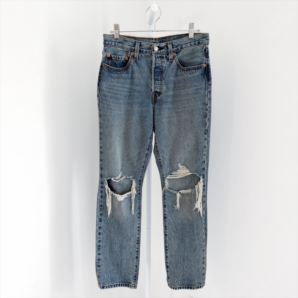 Levis 501 Jeans Size 28x30 Blue Distressed Denim